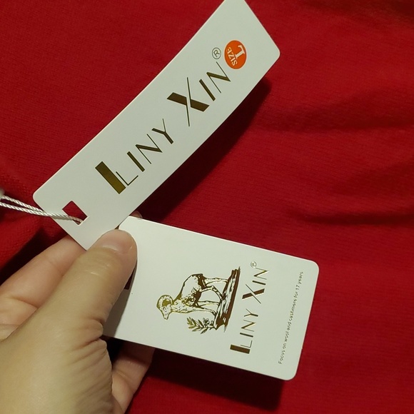 New Liny Xin women's L red soft superfine merino wool turtleneck sweater - Picture 4 of 9